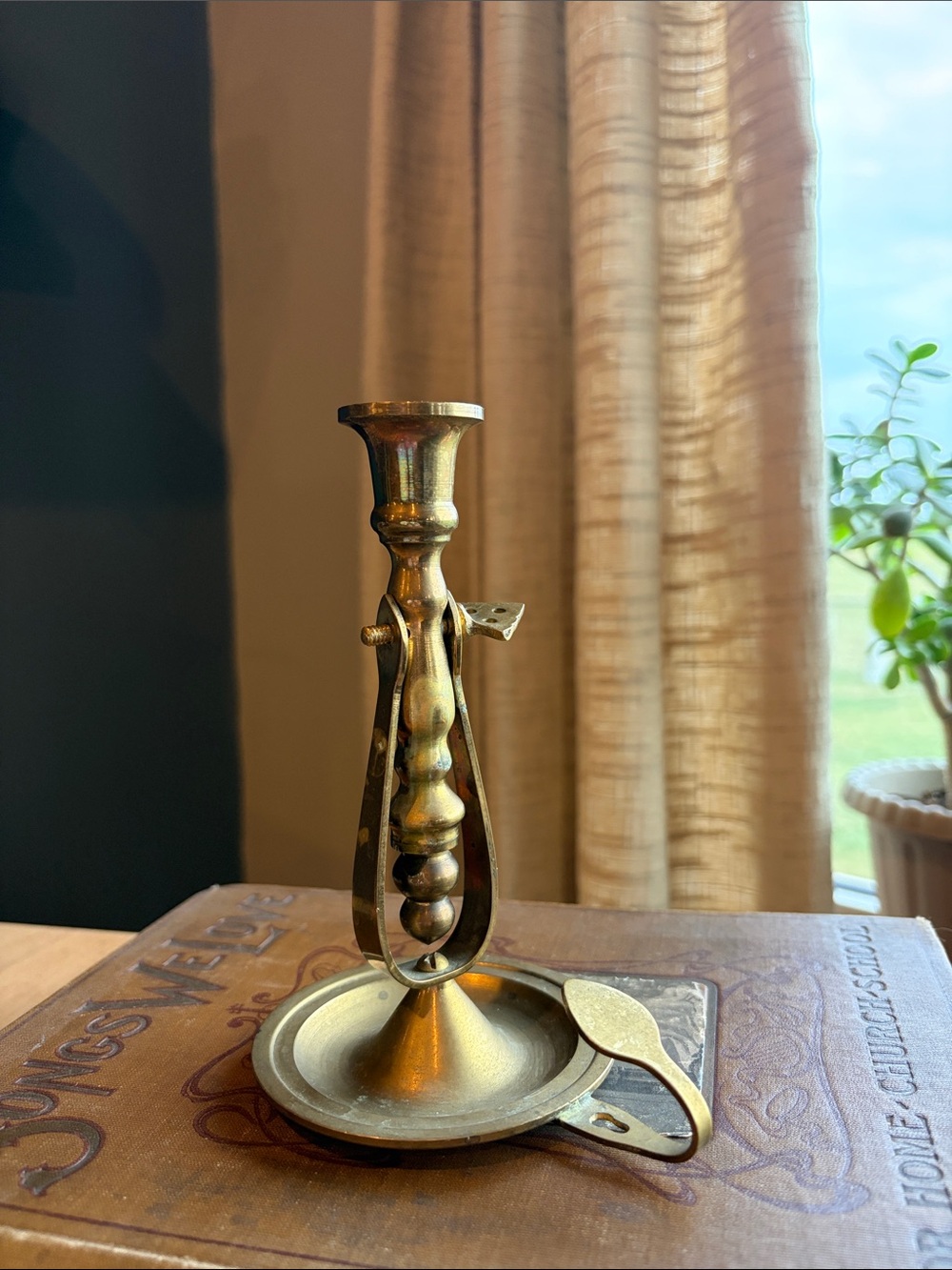 Antique Brass Boat Candle Holder